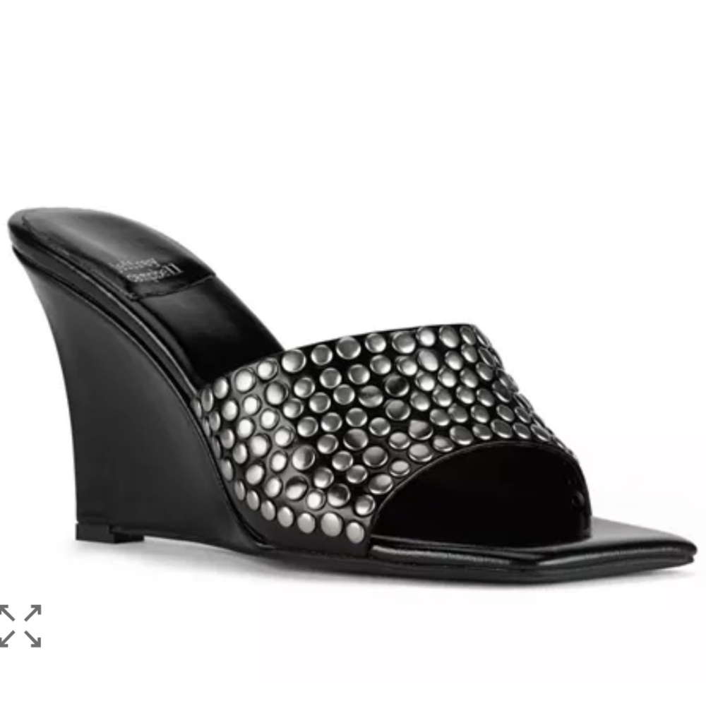 Jeffrey Campbell Boy Bye Wedge Sandals Black Silver